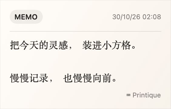 Printique 经典便笺真实卡片
